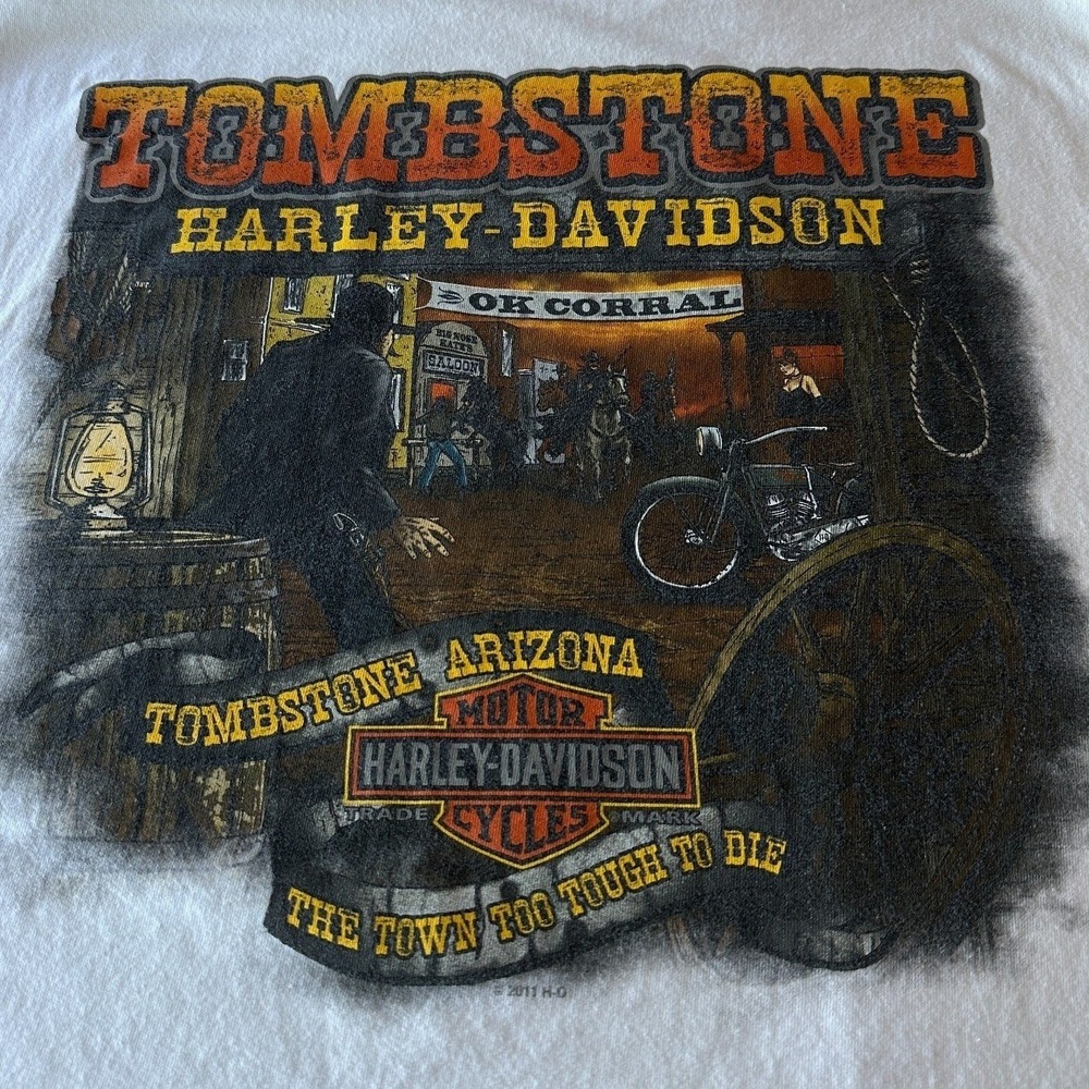 Harley-Davidson T-Shirt Mens‎ XL White Tombstone Arizona Eagle Graphic USA made